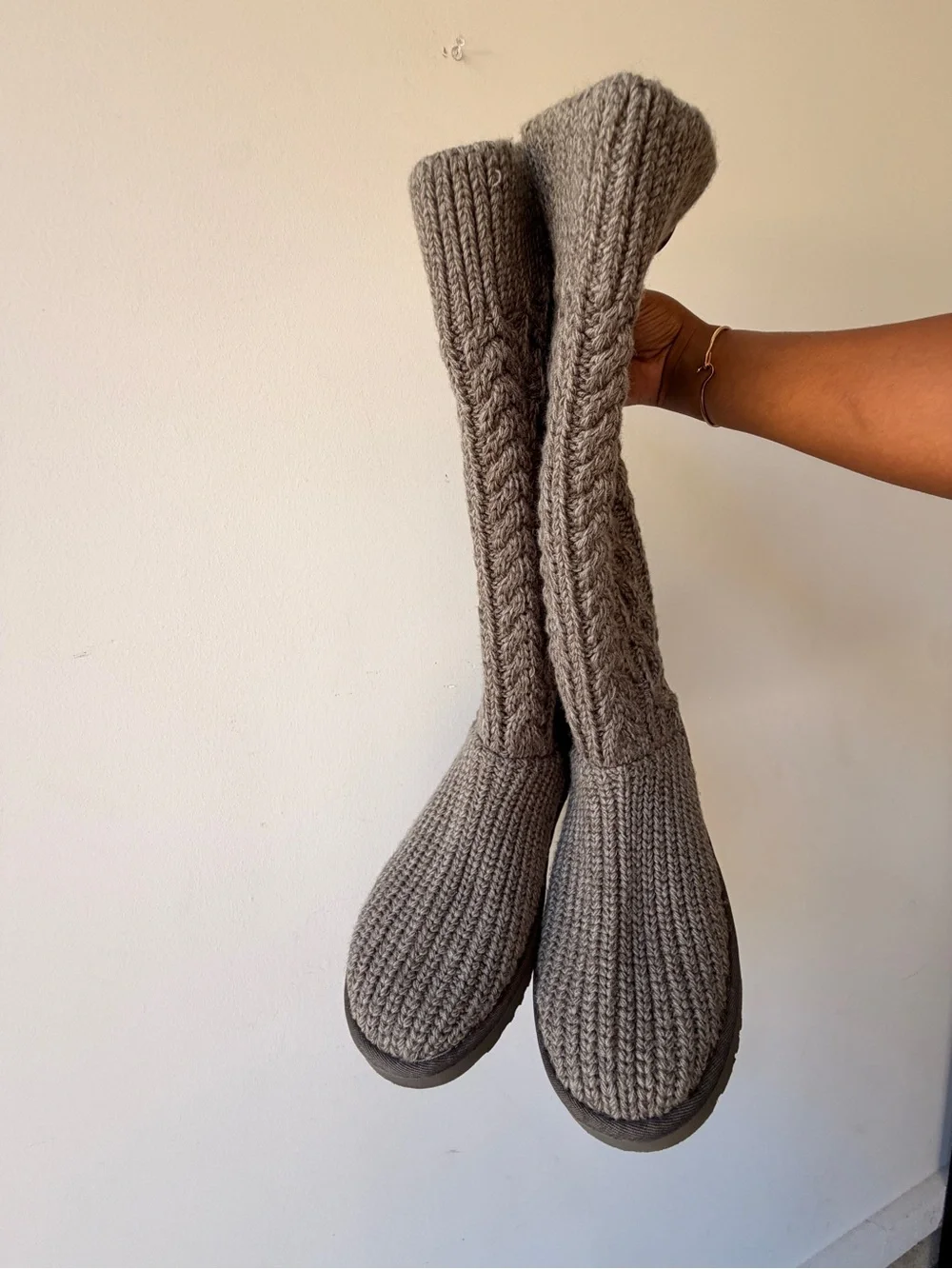 UGG Women's Taupe Knit Cable Tall Boot